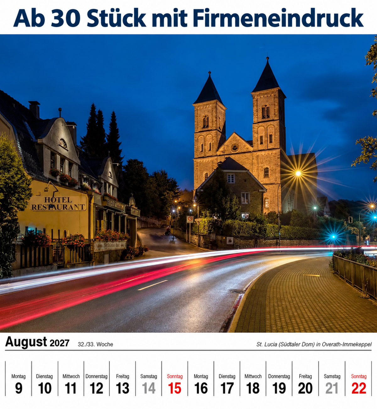 Firmenkalender „Schönes Bergisches Land“ mit ihrem Logo