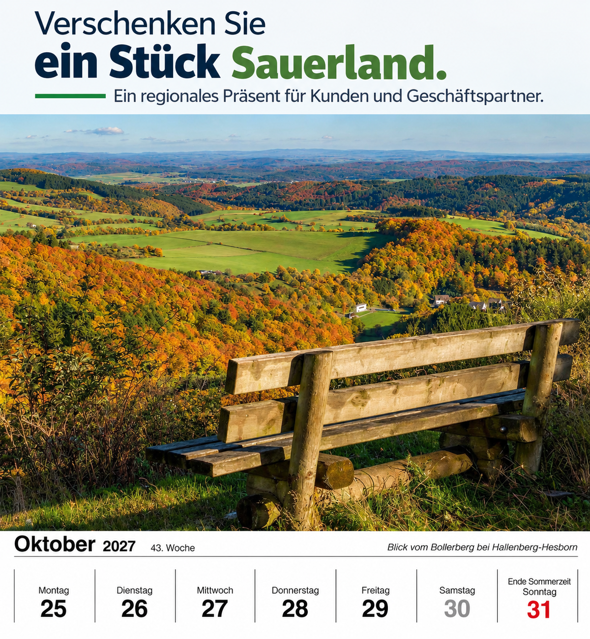 Firmenkalender mit Logo – Sauerland 2027