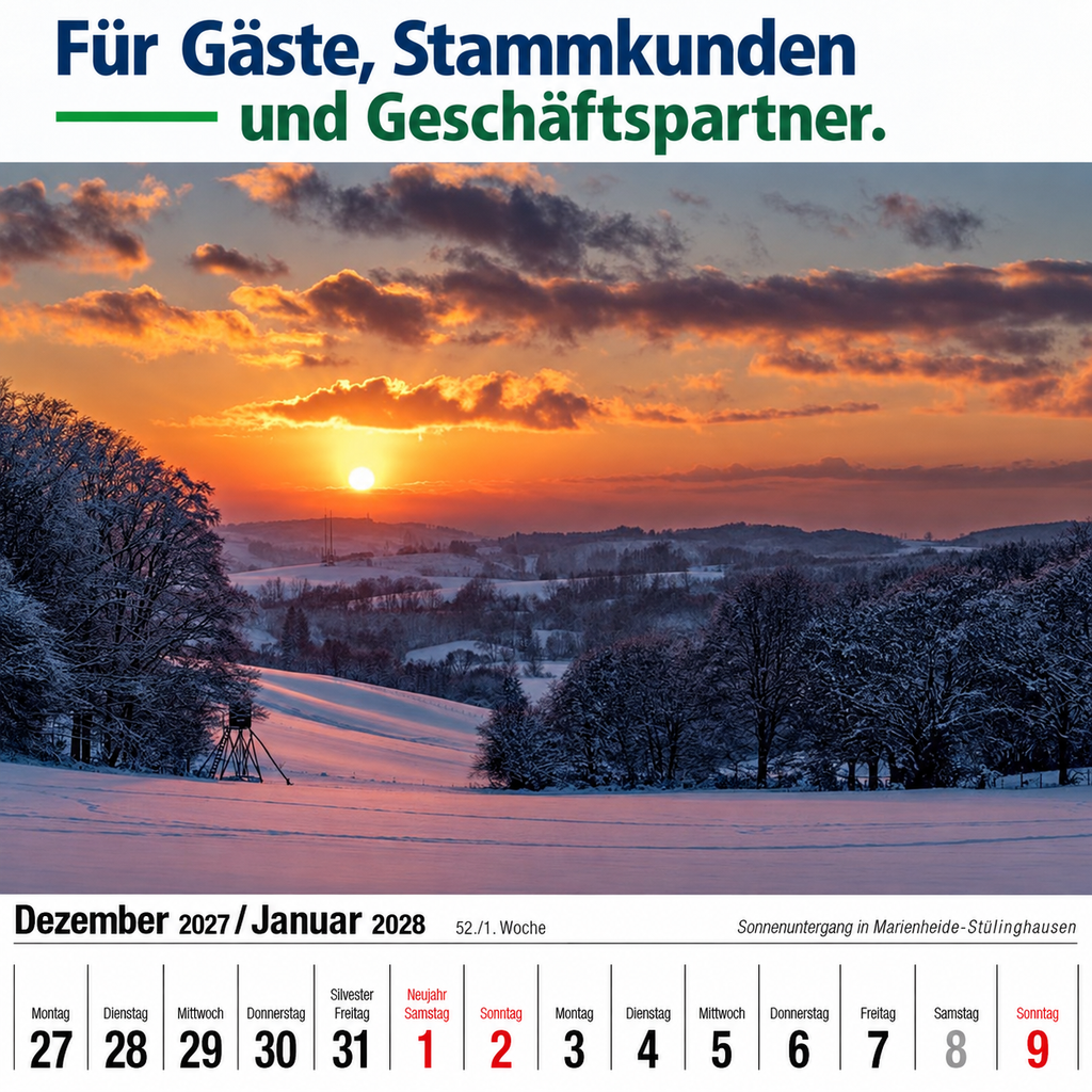 Firmenkalender „Schönes Bergisches Land“ mit ihrem Logo